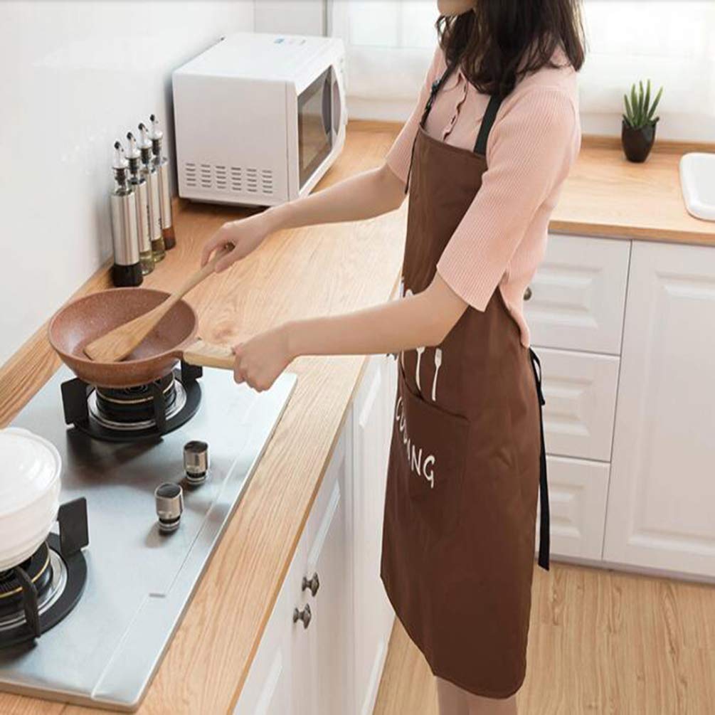 Leeotia Water Resistant and Oil-Proof Cooking or Baking Apron with 2 Pockets Great Gifts for Both Women and Man- Coffee