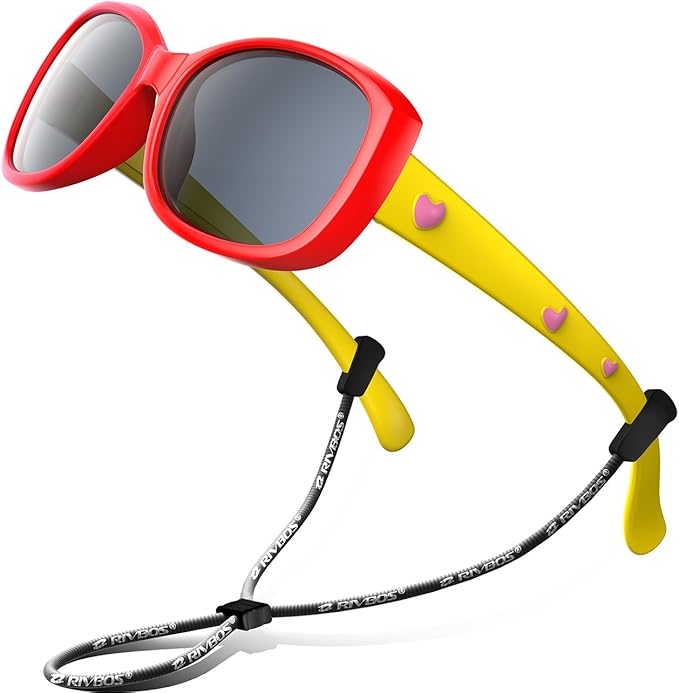 RIVBOS Rubber Flexible Kids Glasses UV400 Protection Sunglasses Cat Bow
