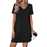 Ekouaer Cotton Nightgowns for Women Short Sleeve Womens Nightgown V Neck Sleep Shirts for Women Soft Sleepwear S-XXXL