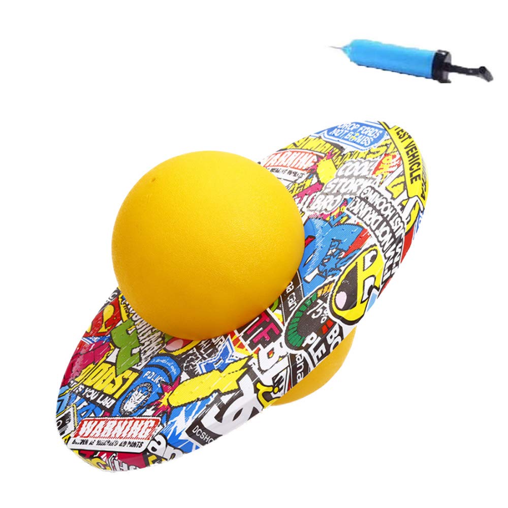 ITODA Thicken Balance Jump Board Ball Hopper Fitness Ball Pogo Jumping Exercise Bouncing Balls Hopping Toy Explosion-proof Jumping Platform Fitness Balls for Adults (Yellow(colorful plate))