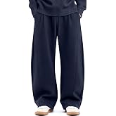HeSaYep Men's Baggy Sweatpants Fleece Wide Leg Barrel Cotton Sweat Pants | Lounge Uncuffed Comfort Sweatpants Fall Winter Travel Oversized Sweat Pants Gym Workout Athletic Joggers Pants with Pockets