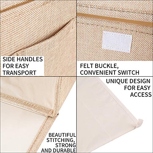 HOSROOME Laundry Hampers with Lids Laundry Baskets with Handles Waterproof and Mildewproof Foldable Hamper Easily Transport Laundry,Beige - Thumbnail 4