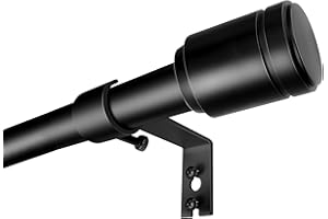 Black Curtain Rods for Windows, 30-90 Inch Long Adjustable 5/8 Inch Spliceable Metal Curtain Rod, Fits Most Standard Windows,