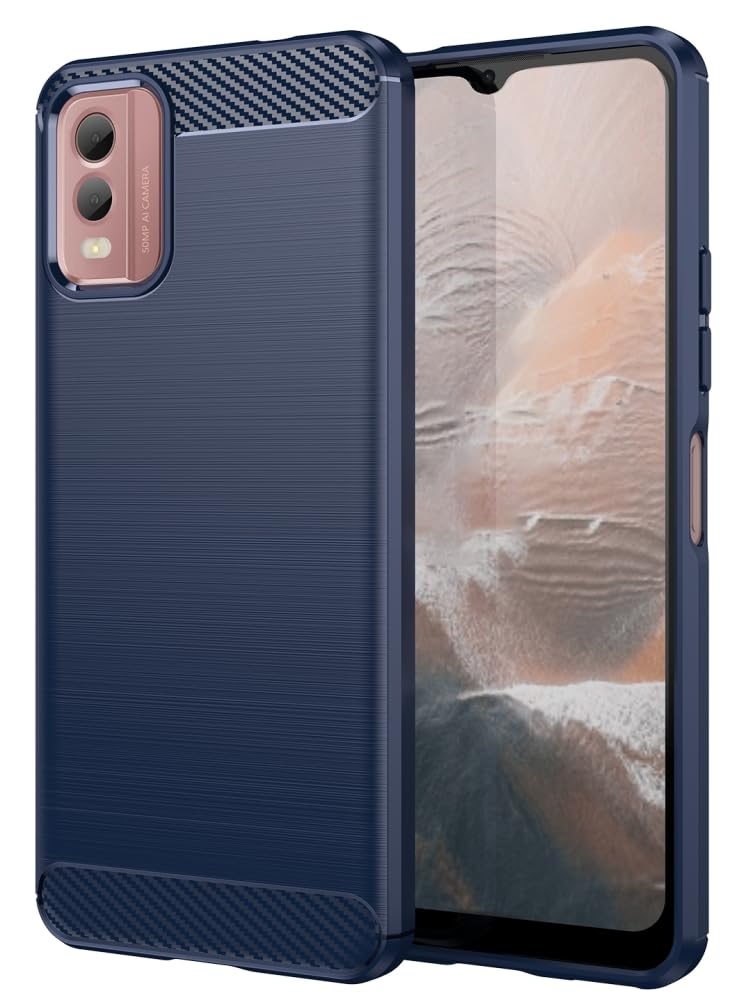 Folmecket Nokia C32 Phone Case, Shock-Absorption Flexible TPU Rubber Protective Cell Phone Cover for Nokia C32 Case 6.5" Blue