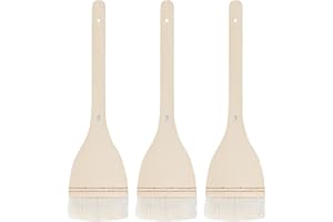 ZEONHEI 3 PCS 3 Inch Flat Hake Brushes, Soft Goat Hair Brush and Hake Paint Brush with Solid Wooden Handle, Hake Brushes Set for Watercolor Pottery Painting Arts