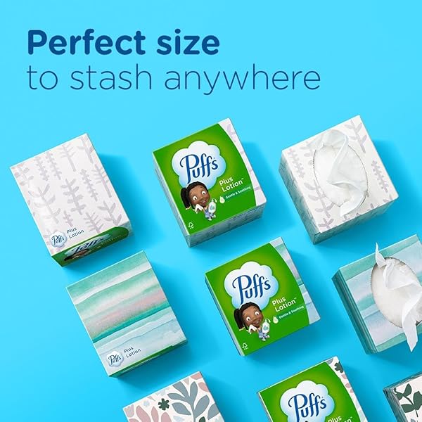PUFFS PLUS LOTION FACIAL TISSUES, 1 FAMILY BOX, 124 TISSUES PER BOX, ALLERGIES AND COLDS
