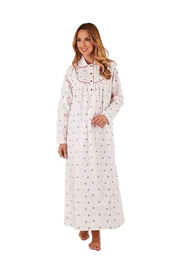 Slenderella Full Length Brushed Cotton Long Sleeved Nightdress 20