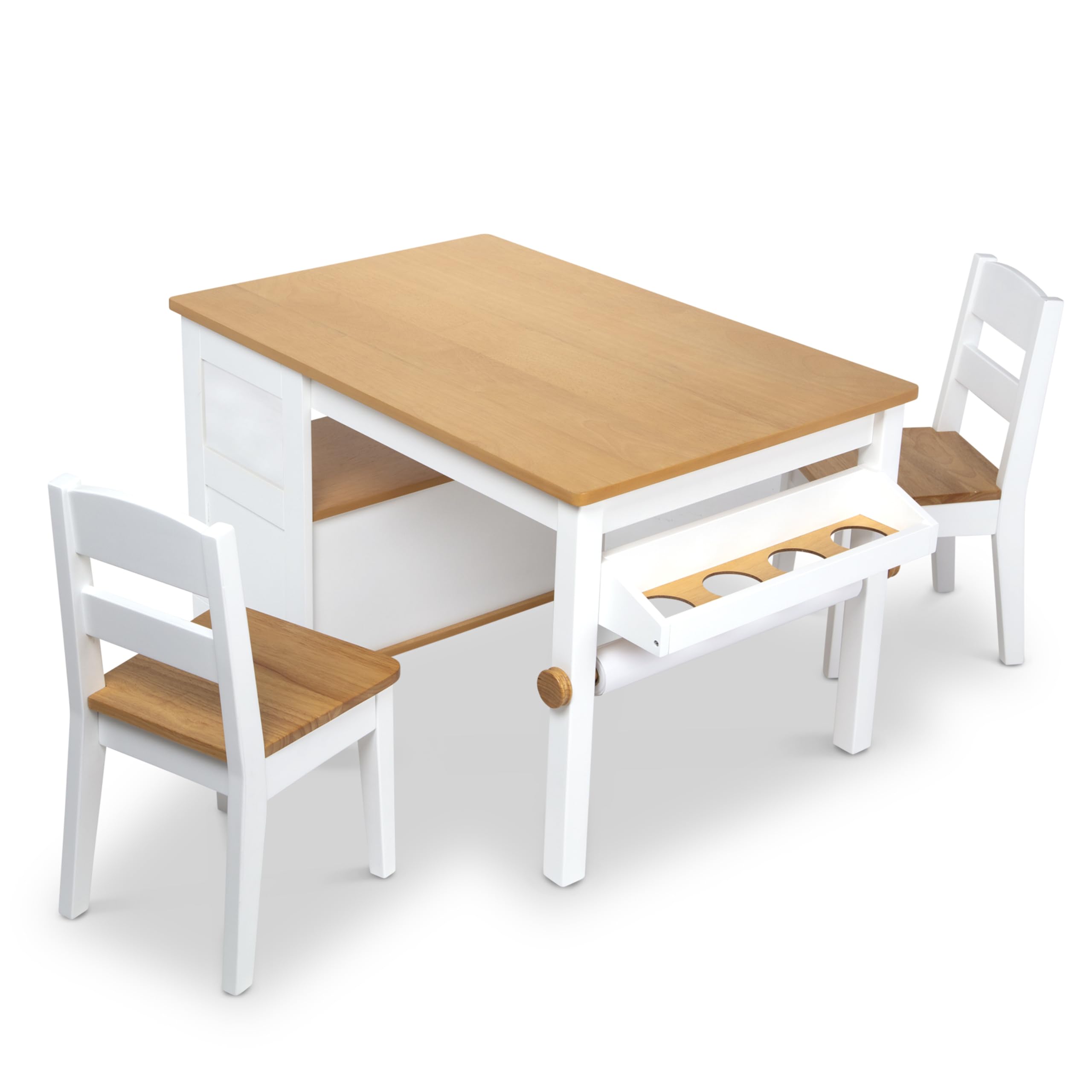 Melissa & Doug Wooden Art Table & Chairs Set - White - Kids Table And Chair Set, Kids Craft Table And Chairs, Children's Furniture