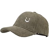 YuMENo Unisex Smile Face Corduroy Baseball Cap Adjustable Low Profile Cotton Dad Hat