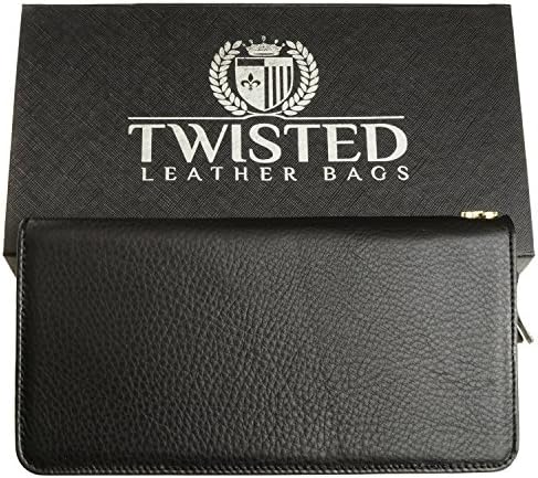 Black Leather Clutch 'Smooth Style' Twisted Leather Bags