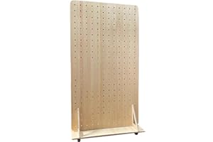 XILYZMO Freestanding Pegboard with Support Feet, Room Divider Display Board Organizer, Wood Pegboard Panels for Craft Shows E