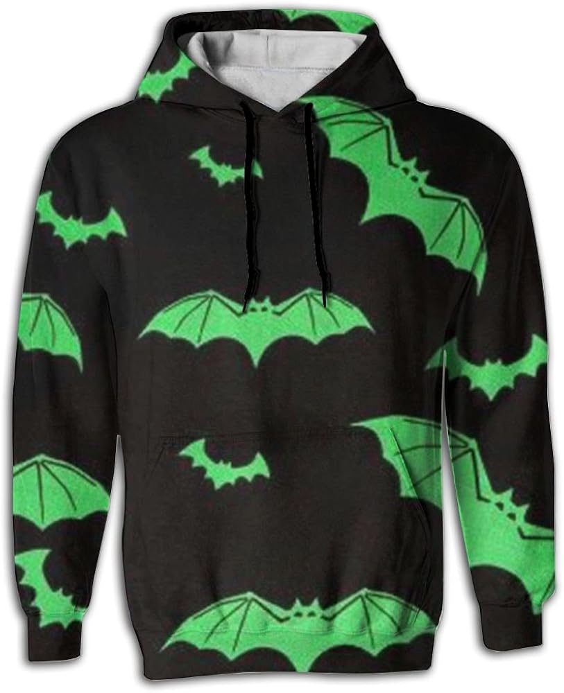 EWLIJ Halloween Bat Men's Pullover Hooded Sweatshirt Cap Pocket
