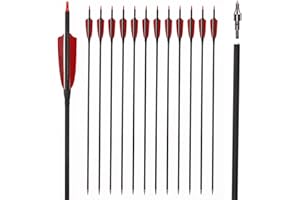 LWANO 30" Carbon Arrows-Archery Target Practice Hunting Arrows with 4" Turkey Feather Spine 500 for Recurve & Long Bow(Pack of 12)
