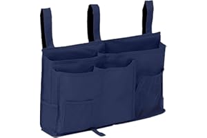 Sugaroom Bedside Organizer - Caddy Storage Bunk Bed to College Dorm & Hospital Rails, Blue