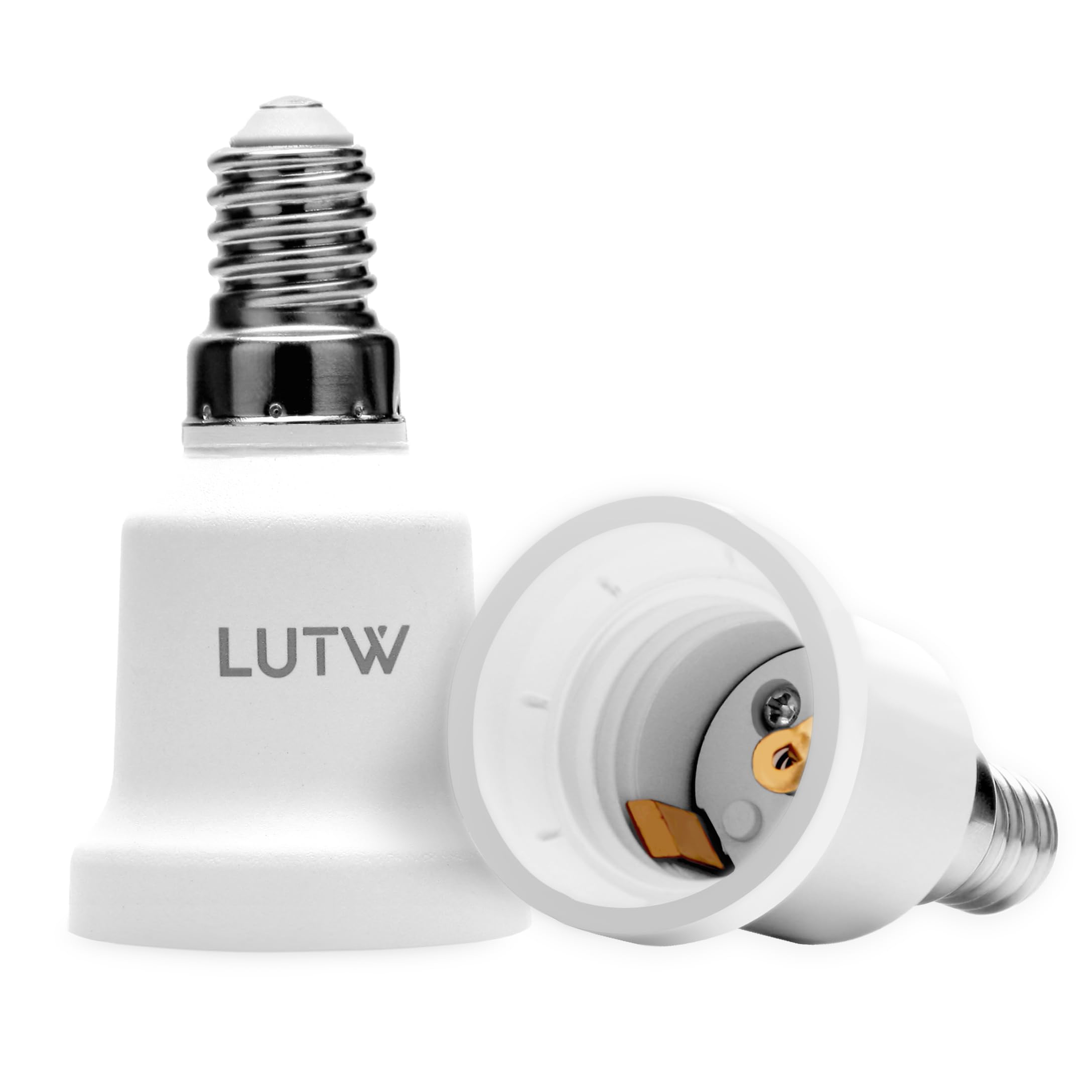 LUTW E14 to E27 Lamp Socket Adapter, Socket Converter Holder, Small Screw to Large Screw Convertor, Lamp Base Adaptor for LED Bulbs and Incandescent Bulbs and CFL Bulb, 2 Pack