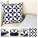Slow Cow Canvas Embroidery Decorative Throw Pillow Cover Navy Blue Cushion Cover for Living Room 18 x18 Inches