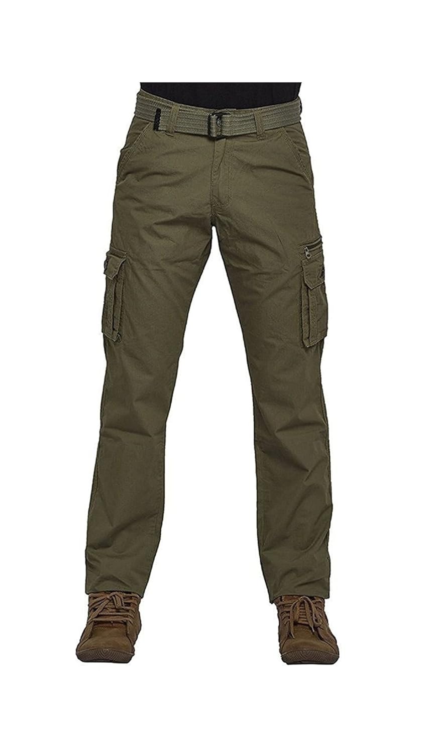 plus91 forest green color cargo pants for men