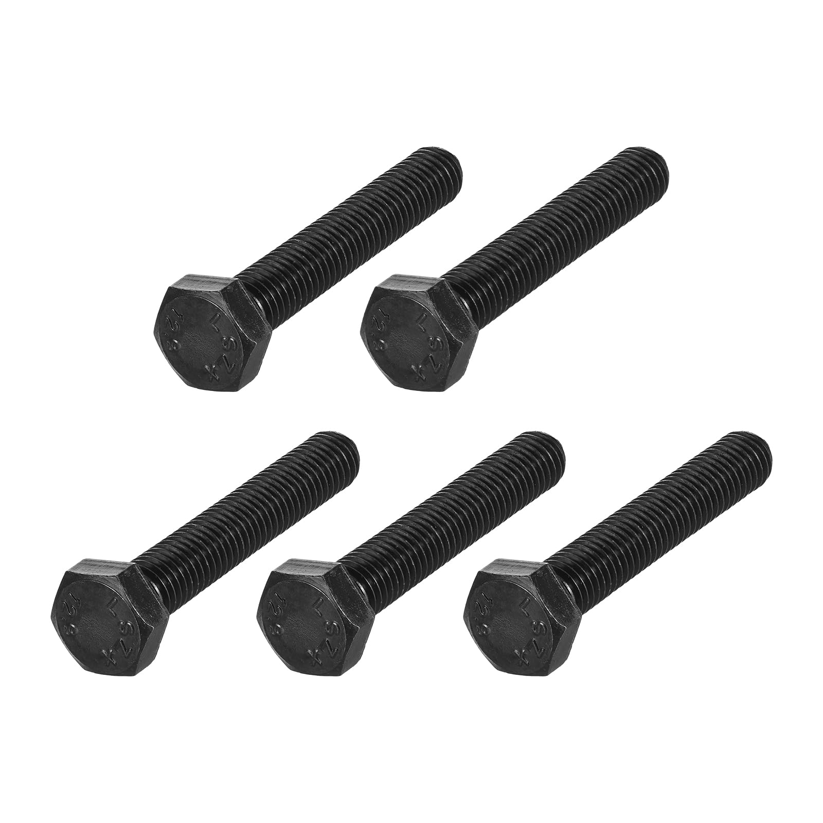METALLIXITY Hex Bolts (M10-1.5x60mm) 5Pcs, Carbon Steel Fully Threaded Black Oxide, Coarse Thread UNC Hex Head Screw Bolt - for Furniture Repair