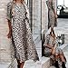 Women’s Middle Sleeve O-Neck Long Dress,Ladies High Waist Leopard Print Ruffle Hem Casual Loose Beach Dressesthumb 1