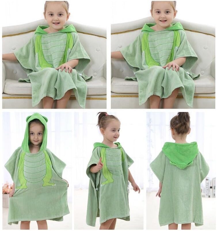 Baby Bathrobes 100% cotton Bath robe for baby bath towel with hood (Frog)