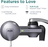 PUR PFM350V Faucet Mount Water Filter Metallic Grey Tool-Free Installation view 4