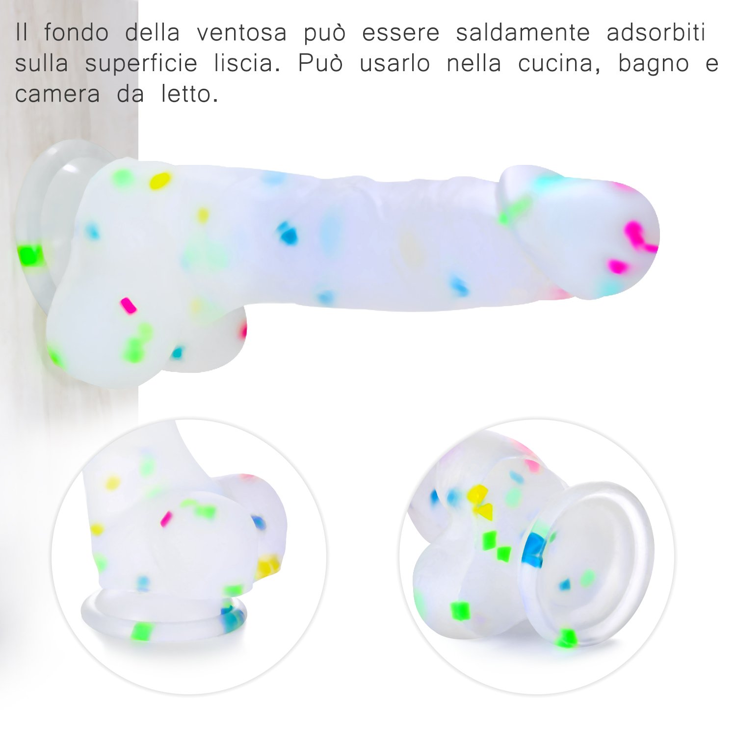 Dildo Louviva 20cm Pene Realistico Trasparente con Ventosa Forte Imballaggio Anonimo di Silicone con Decorazione Colorato Amazon Salute e cura