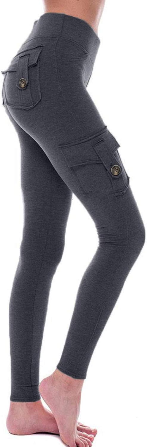 HSRKB Womens Cargo Pants Yoga Pants High Waist Slim Fit Pant with Muti Pockets