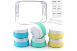 Kitchen GIMS Travel Containers for Toiletries 6 Pack 0.7oz TSA Approved Size Silicone Jars With Lids Leak-proof Accessories for Cosmetic Makeup Cream