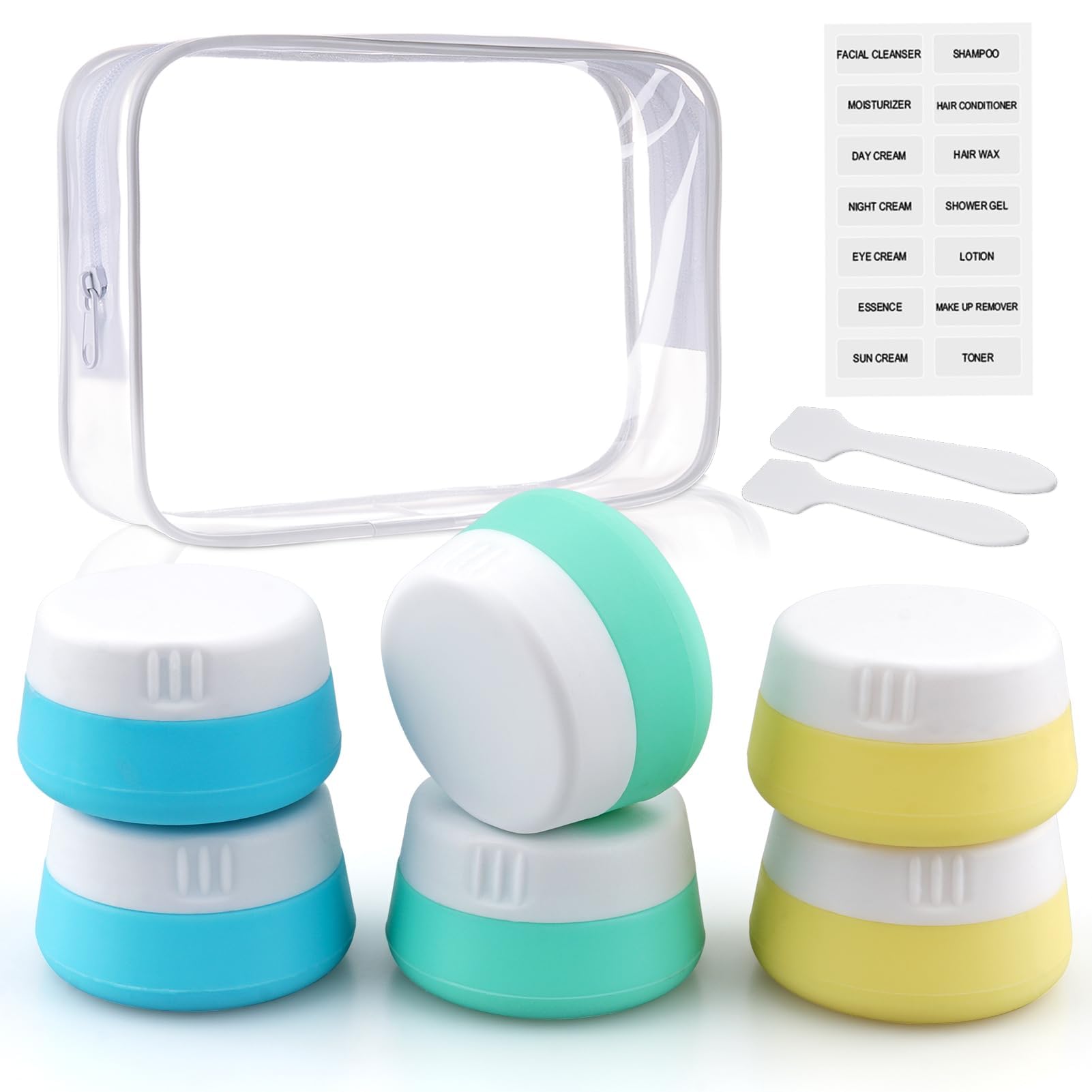 Photo 1 of Kitchen GIMS Travel Containers for Toiletries 6 Pack 0.7oz TSA Approved Size Silicone Jars With Lids Leak-proof Accessories for Cosmetic Makeup Cream
