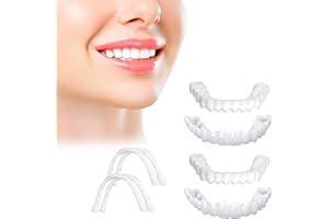 CUPSCO 4 PCS Temporary dentures with Veneer for Both Men and Women, Covering Imperfect Teeth-En4