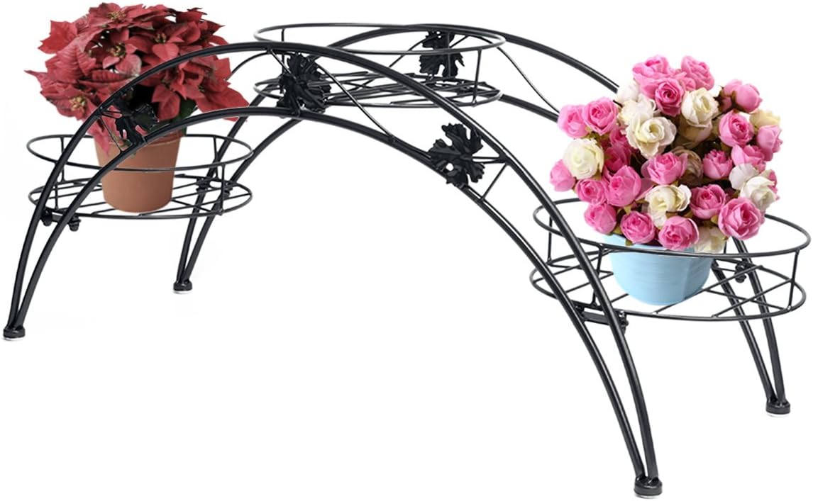 SEHOMY 3 Holders Plant Stand for indoor plants , Metal black Plants Stands Arched Design, Round Potted Plant Rack Holder for Home, Bedroom, Kitchen, Balcony, Patio, Garden