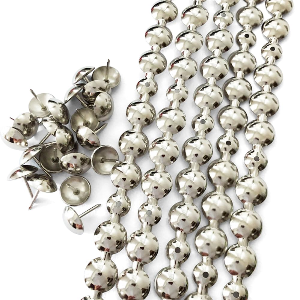 Let's Decorate 10Meters D16mm Upholstery Tacks Nickel Plated Sofa Nailhead Strips,Furniture Bench Sofa Tacks,Loosing Tacks Matched,DIY Furniture Accessory(M:16mm Nickel)