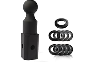 FlexHitch 2" Lift Gooseneck Ball Hitch, 2-5/16" Gooseneck Trailer Ball, Replace#GNXA2000, 9pcs Anti-tilt PU Washers Included, Black Matte Finish Ball and Hitch, 30000lbs