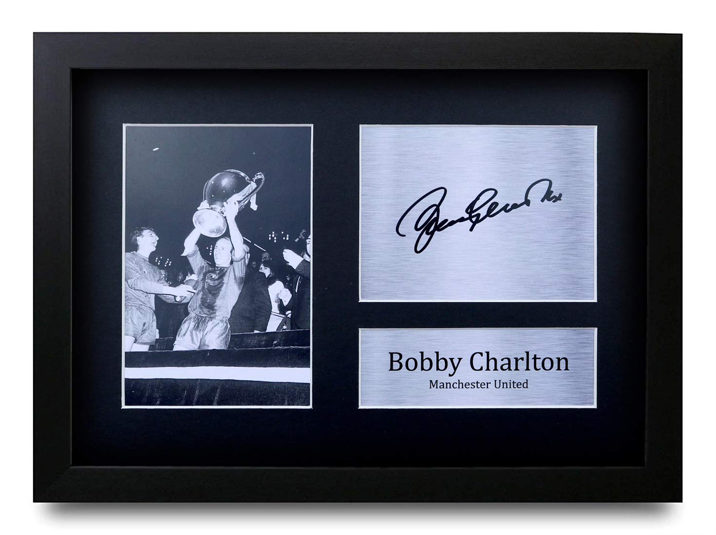 HWC Trading Bobby Charlton Gift Signed FRAMED A4 Printed Autograph Gifts Photo Display — image 1