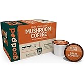 goodPOD Brain Booster Single Serve Coffee K Cup Pods, Organic Arabica Coffee with Lions Mane Mushrooms, Medium Roast, 12 Count