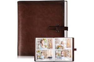 Emapoy Photo Album 4x6 200 Photos with 30 Pcs Writing Space Leather Cover For Family Wedding Anniversary Travel