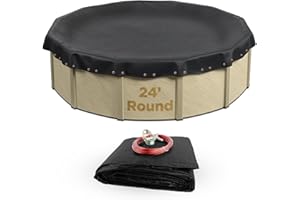 Buffalo Blizzard Deluxe 24 ft Round Winter Pool Cover | Blue/Black Heavy Duty Cover for Closing Above Ground Swimming Pools | Easy to Install | Cold & UV Resistant | Shields from Seasonal Debris