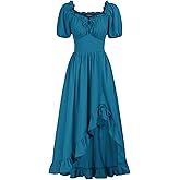 Scarlet Darkness Renaissance Dress Women Cottagecore Corset Dress Ruffle Maxi Dress with Pockets