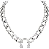 Sacina Silver Chunky Choker, Stainless Steel Chain, Punk & Gothic Necklace for Women