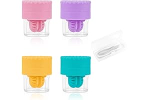 ReignSword 4 Pack Manual Contact Lens Cleaners Set with White Applicator & Removal Tool, Cute Contact Lens Case, Portable Tra