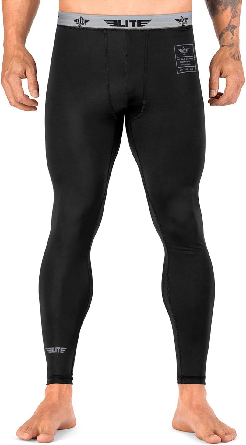 Elite Sports Men’s BJJ Spats Leggings Tights, Best Jiu Jitsu MMA no Gi spat Compression Pants for Men