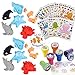 Multiple Sea Creature Party Favors for 24 - Under The Sea Stampers (24), Make-a-Fish Stickers (24), Plush Mini Ocean Animals (24) and a Birthday Sticker (Total 73 Pieces)