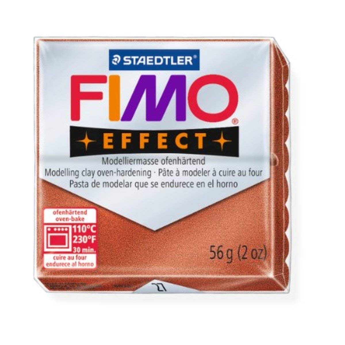 STAEDTLER FIMO Effect Metallic Copper (27) FIMO Effect Polymer Modelling Moulding Clay Block Oven Bake Colour 56g (Pack Of 1)