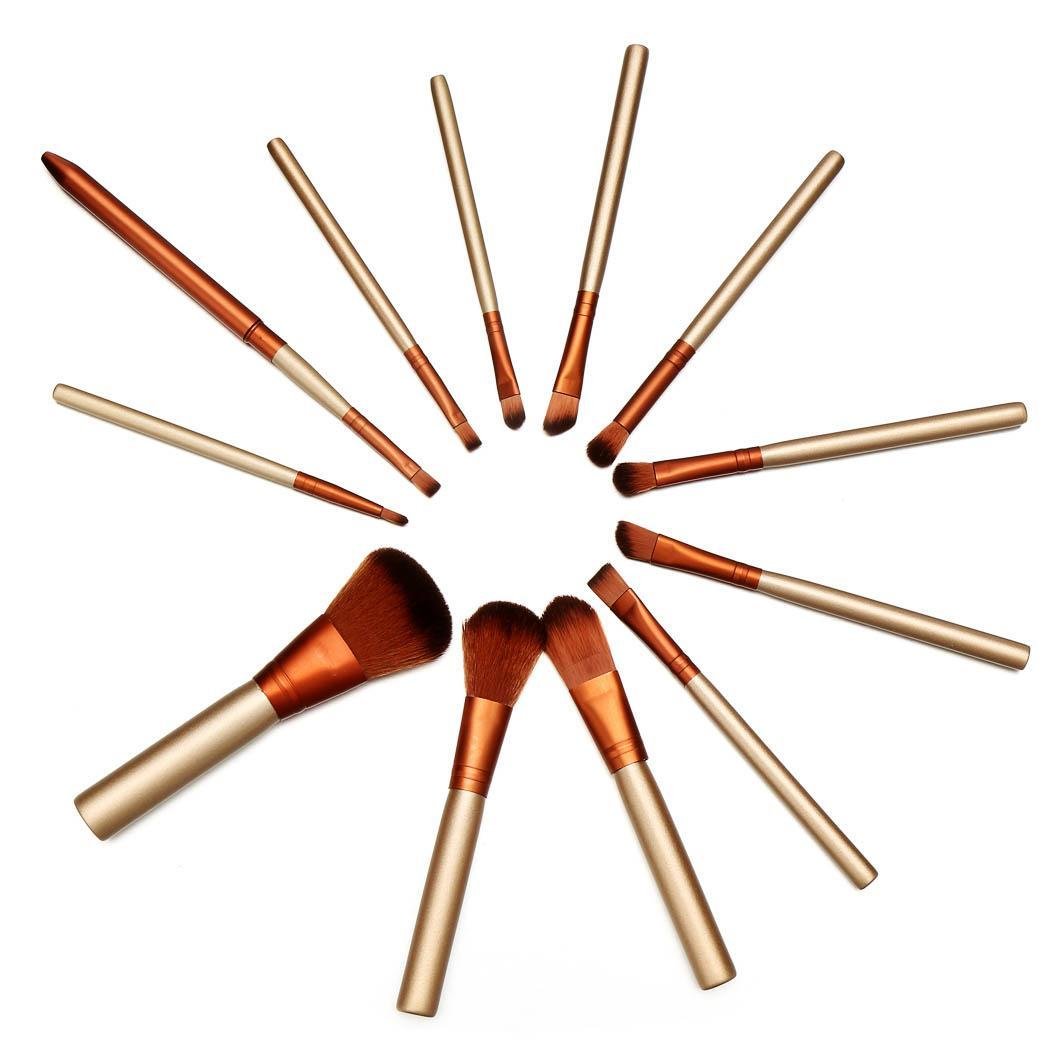 GuGio 12pcs Cosmetic Makeup Brush Set Kit Powder Foundation Eyeshadow Eyeliner Lip Brush Tool