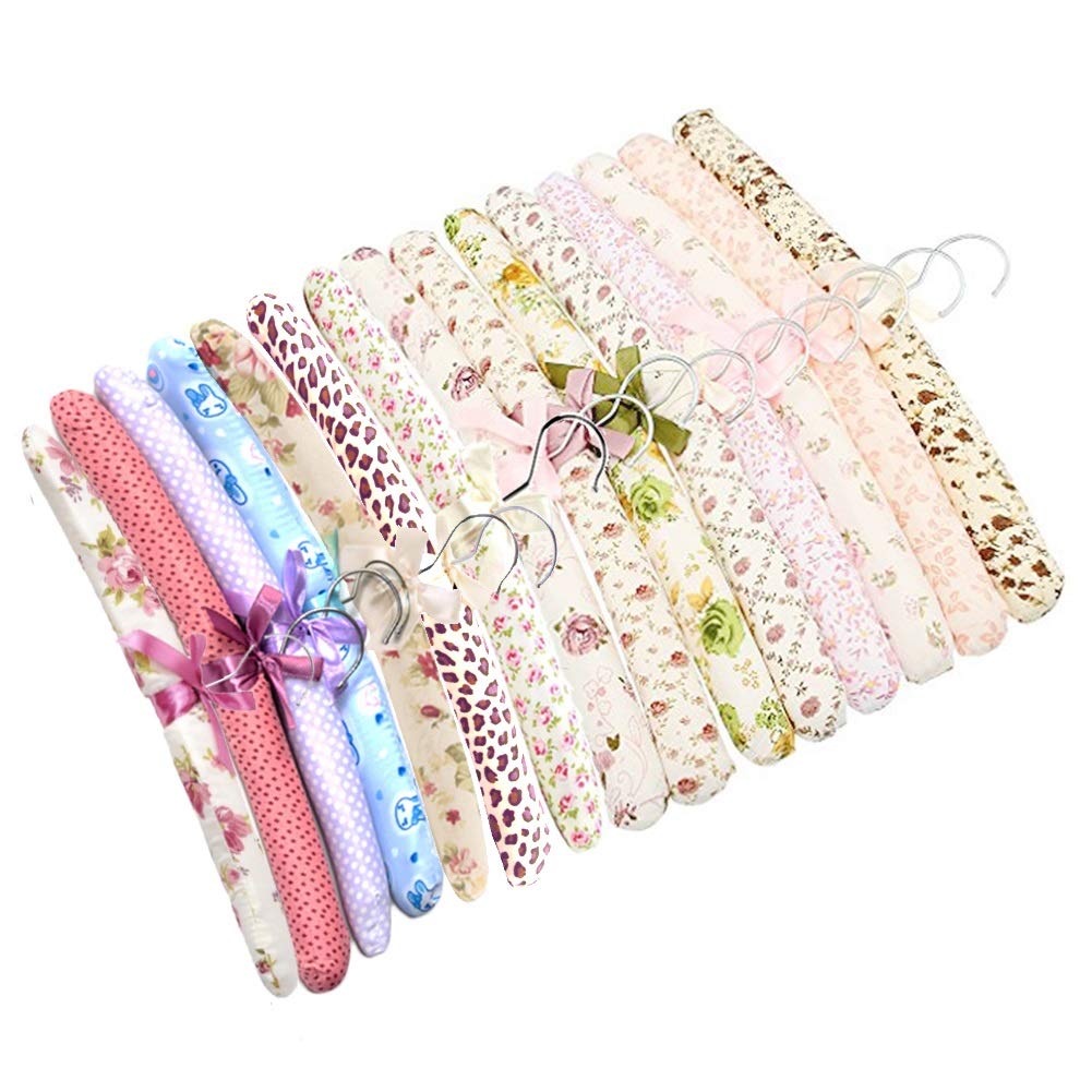 Padded Hanger, 5PCS Floral Hangers for Coat Shirt Blouse Dress Soft Hanger Rack-Random Delivery