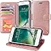 iPhone 7 Case, Moze iPhone 7 Wallet Case [4 Card Slots ] [Wrist Strap] [Stand Feature] PU Leather Flip Wallet Case Cover for iPhone 7 (4.7) - Rose Gold