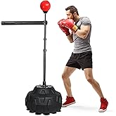 Solid Reflex Bag Boxing Speed 45-80in Trainer Punching Bag Spinning Bar Training Boxing Ball with Reflex Bar Free Standing Adjustable Height for Adult Youth Red