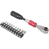 Tbest Ratchet Socket Wrench Set 72-Tooth Detachable 2.5-8mm | Aluminum alloy and stainless steel, 1/4 in drive with PH1 T25 T30 bits, non-slip handle, storage box