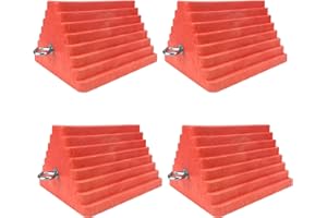 HOXWELL Premium 4 pcs Heavy Duty Wheel Tire Chocks, Vehicle Chocks with Eyebolt for Travel Trailers, Camper, Truck, Car and ATV 4 Pack, Orange