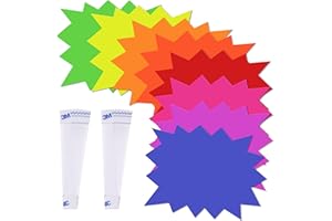 TASHOW 120 Pieces Starburst Signs for Retail, 5*6.6 Inch Fluorescent Garage Sale Stickers, Multicolor Sale Signs for Retail Store, Garage Sale Supplies, Yard Sale Stickers with PVC Sticky Transparent Strip